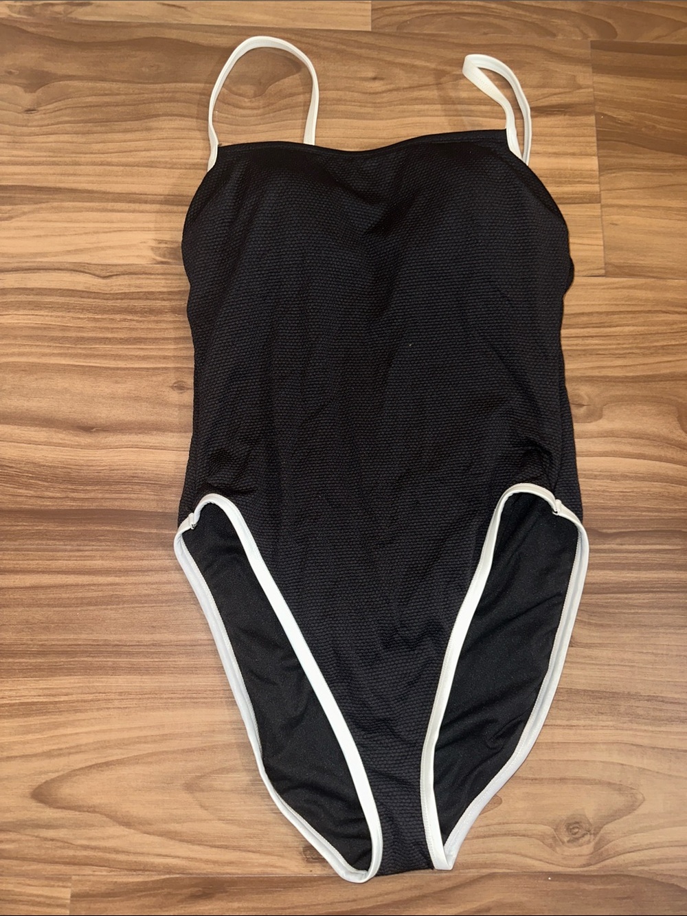 Shade & Shore Black One-Piece Swimsuit with White Trim
